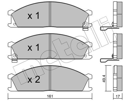 METELLI Комплект тормозных колодок, дисковый тормоз 22-0107-1