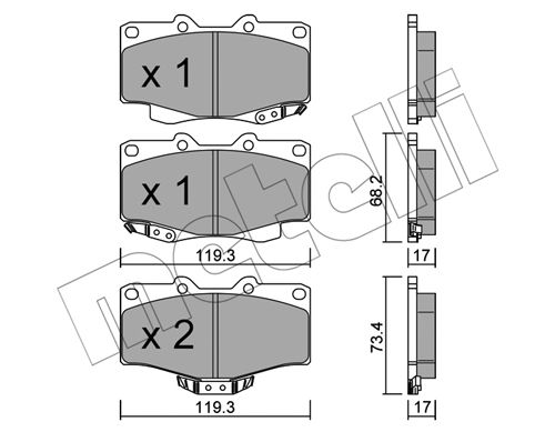 METELLI Комплект тормозных колодок, дисковый тормоз 22-0129-2