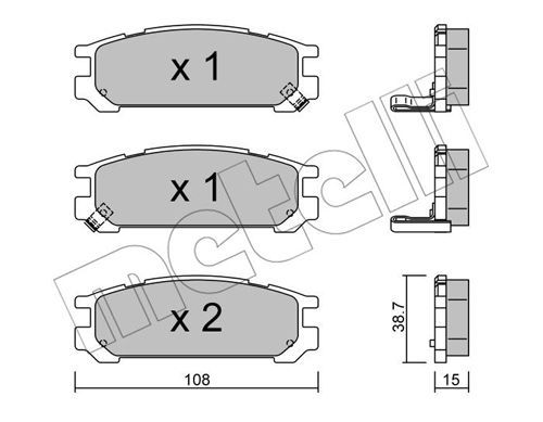 METELLI Комплект тормозных колодок, дисковый тормоз 22-0204-0