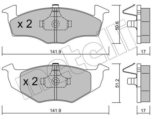 METELLI Комплект тормозных колодок, дисковый тормоз 22-0206-0