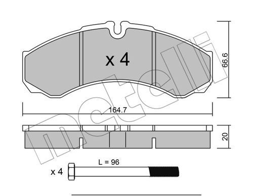 METELLI Комплект тормозных колодок, дисковый тормоз 22-0212-0