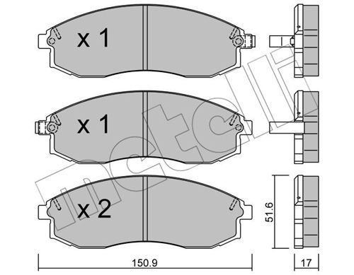 METELLI Комплект тормозных колодок, дисковый тормоз 22-0306-0