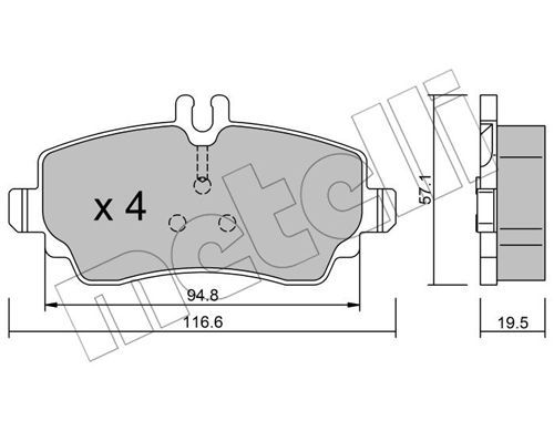 METELLI Комплект тормозных колодок, дисковый тормоз 22-0310-1
