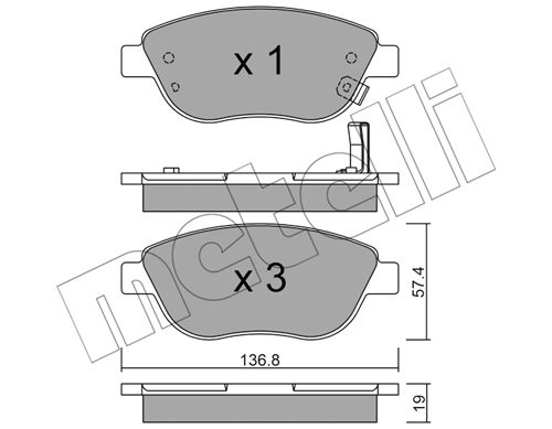 METELLI Комплект тормозных колодок, дисковый тормоз 22-0322-2