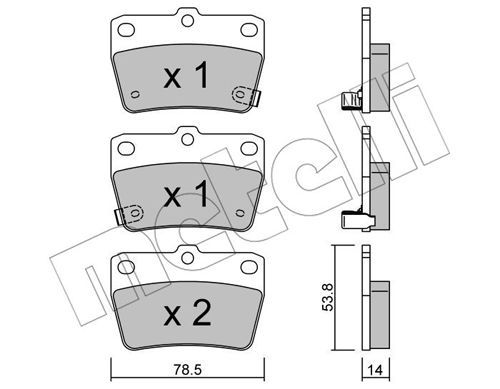 METELLI Комплект тормозных колодок, дисковый тормоз 22-0431-0
