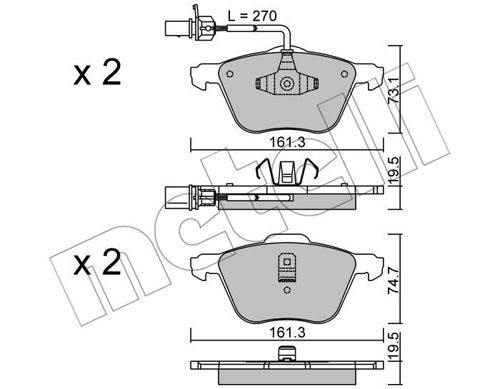 METELLI Комплект тормозных колодок, дисковый тормоз 22-0551-0