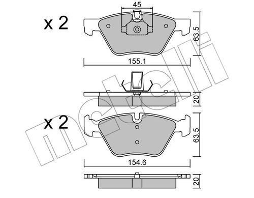 METELLI Комплект тормозных колодок, дисковый тормоз 22-0557-3