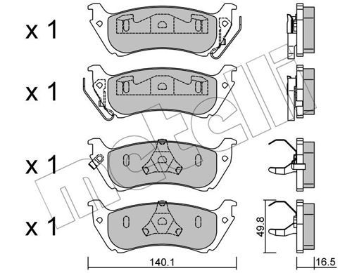 METELLI Комплект тормозных колодок, дисковый тормоз 22-0570-0