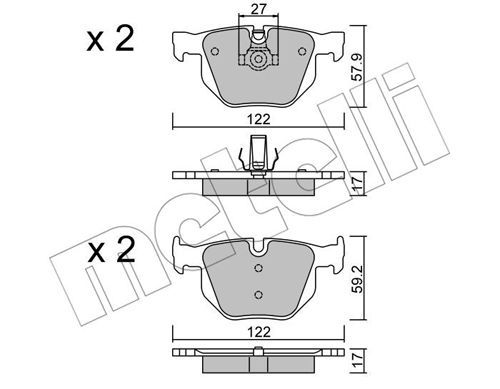 METELLI Комплект тормозных колодок, дисковый тормоз 22-0644-0