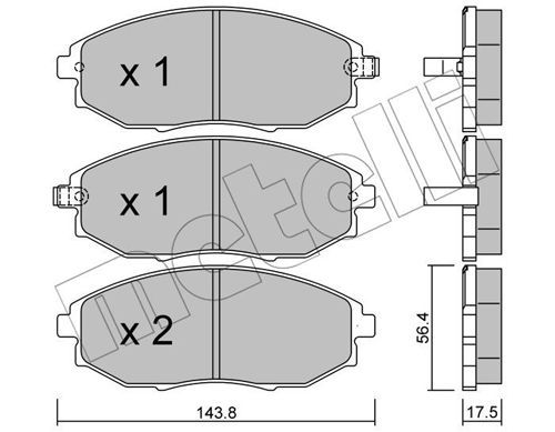 METELLI Комплект тормозных колодок, дисковый тормоз 22-0845-0