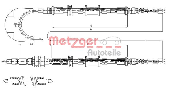 METZGER Тросик, cтояночный тормоз 11.5492
