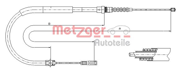 METZGER Тросик, cтояночный тормоз 11.6026