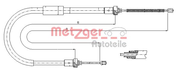 METZGER Тросик, cтояночный тормоз 11.6662