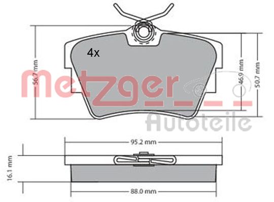 METZGER stabdžių trinkelių rinkinys, diskinis stabdys 1170067