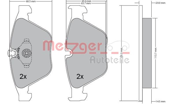 METZGER Комплект тормозных колодок, дисковый тормоз 1170168