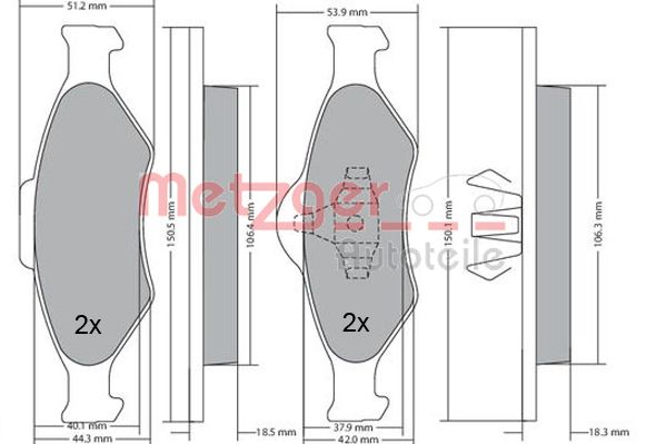 METZGER stabdžių trinkelių rinkinys, diskinis stabdys 1170188