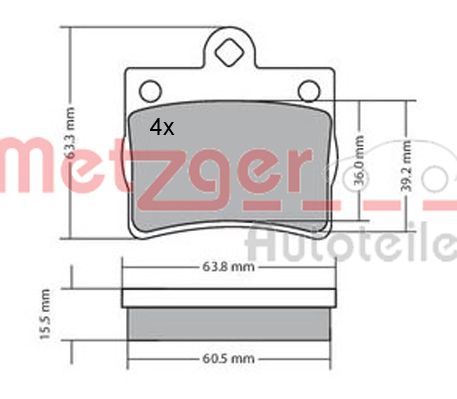 METZGER Комплект тормозных колодок, дисковый тормоз 1170239
