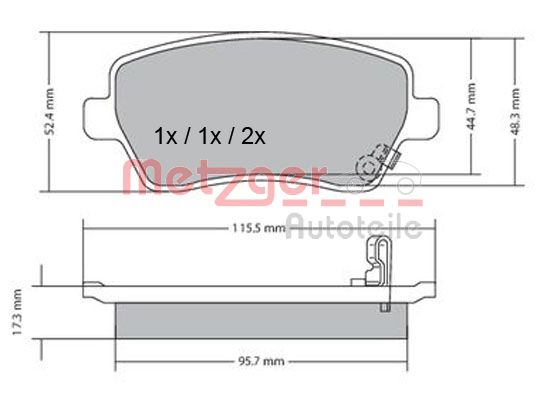METZGER Комплект тормозных колодок, дисковый тормоз 1170243