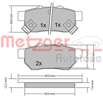 METZGER stabdžių trinkelių rinkinys, diskinis stabdys 1170272