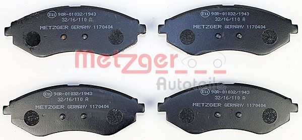 METZGER stabdžių trinkelių rinkinys, diskinis stabdys 1170404