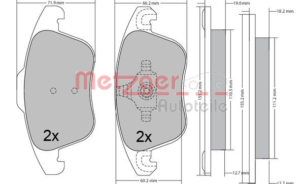 METZGER Комплект тормозных колодок, дисковый тормоз 1170638
