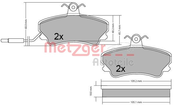 METZGER Комплект тормозных колодок, дисковый тормоз 1170677