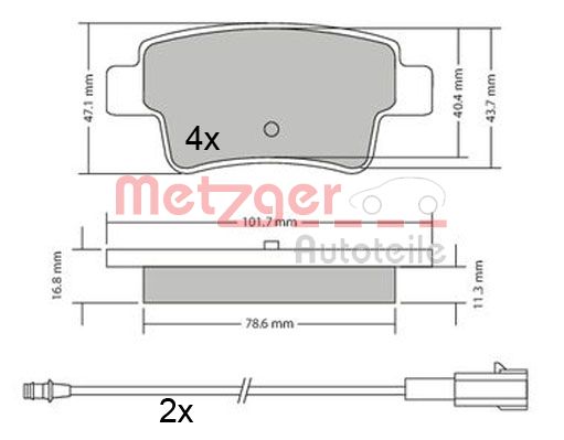 METZGER Комплект тормозных колодок, дисковый тормоз 1170685