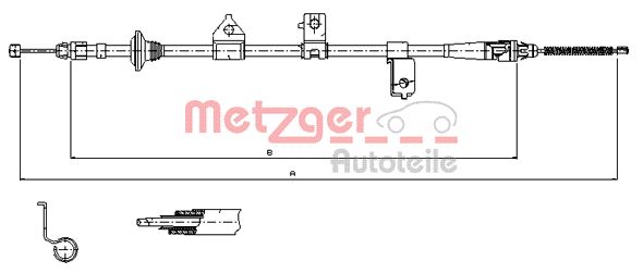 METZGER Тросик, cтояночный тормоз 17.6027