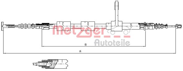 METZGER Тросик, cтояночный тормоз 251.33