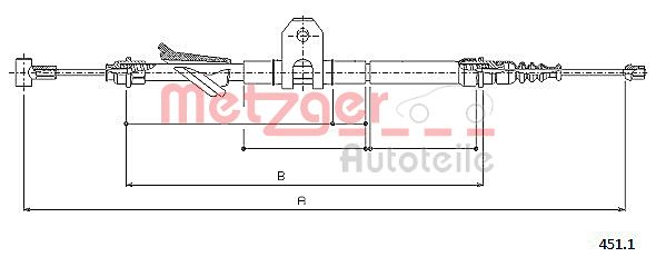 METZGER Тросик, cтояночный тормоз 451.1