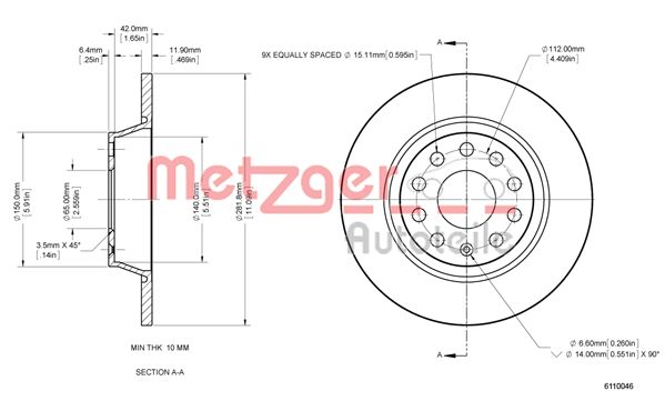 METZGER Тормозной диск 6110046