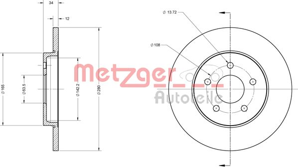 METZGER stabdžių diskas 6110101