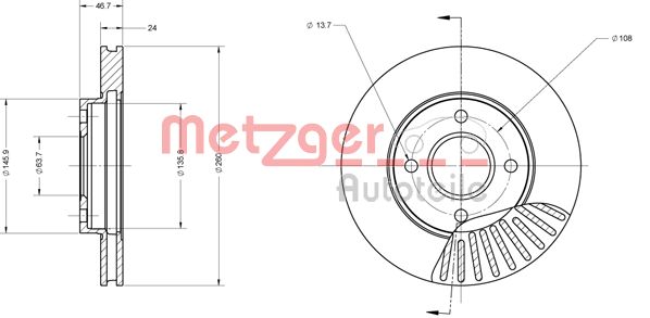 METZGER stabdžių diskas 6110109