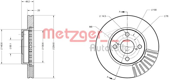 METZGER stabdžių diskas 6110167