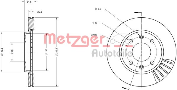 METZGER Тормозной диск 6110173