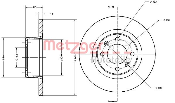 METZGER Тормозной диск 6110281