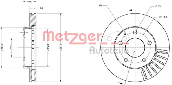 METZGER stabdžių diskas 6110409