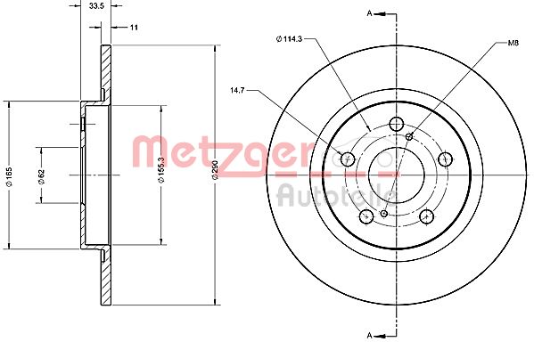 METZGER Тормозной диск 6110427