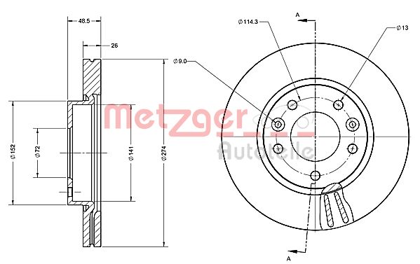 METZGER Тормозной диск 6110466