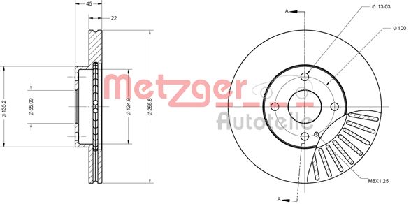 METZGER stabdžių diskas 6110505