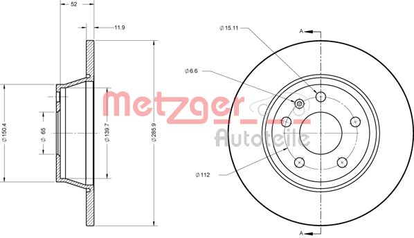 METZGER stabdžių diskas 6110574