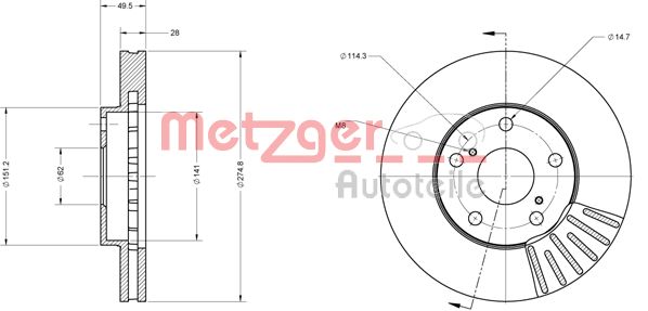 METZGER stabdžių diskas 6110624