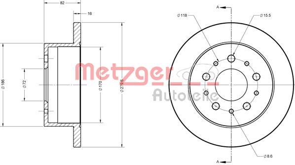 METZGER stabdžių diskas 6110651