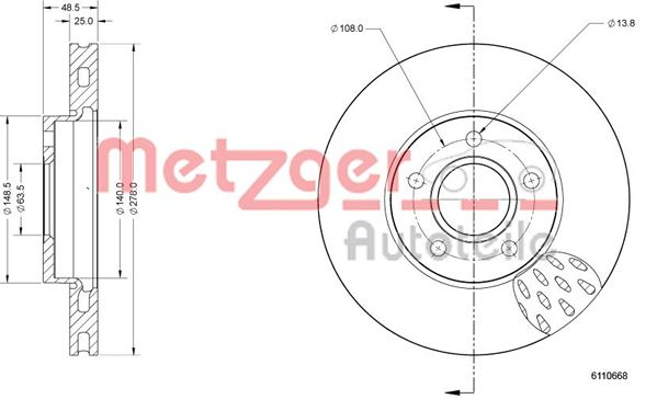 METZGER stabdžių diskas 6110668