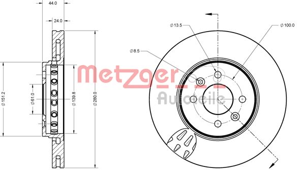 METZGER stabdžių diskas 6110729