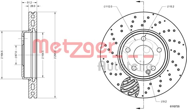 METZGER stabdžių diskas 6110735