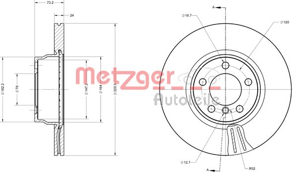 METZGER stabdžių diskas 6110743