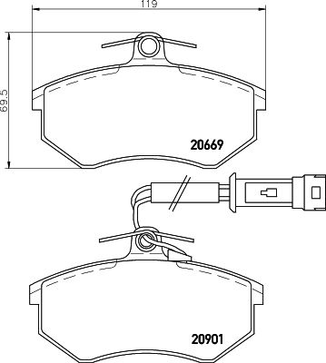 MINTEX stabdžių trinkelių rinkinys, diskinis stabdys MDB1293