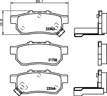 MINTEX stabdžių trinkelių rinkinys, diskinis stabdys MDB1616