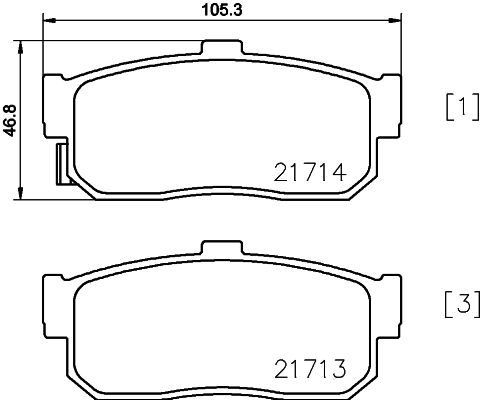 MINTEX stabdžių trinkelių rinkinys, diskinis stabdys MDB3828